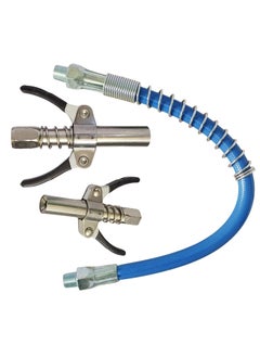 Inditrust Inditrust 2pc Double handle Grease Gun Coupler with 1pc 30cm Hose 10000 PSI compatible with All Grease Guns 18  - Image 1