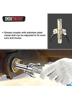 Inditrust Inditrust 2pc Double handle Grease Gun Coupler with 1pc 30cm Hose 10000 PSI compatible with All Grease Guns 18  - Image 5