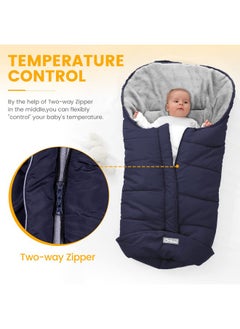 Orzbow Warm Bunting Bag Universal,Stroller Sleeping Bag Cold Weather,Waterproof Toddler Footmuff(Blue,Large)  - Image 3