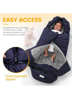 Orzbow Warm Bunting Bag Universal,Stroller Sleeping Bag Cold Weather,Waterproof Toddler Footmuff(Blue,Large)  - Image 4