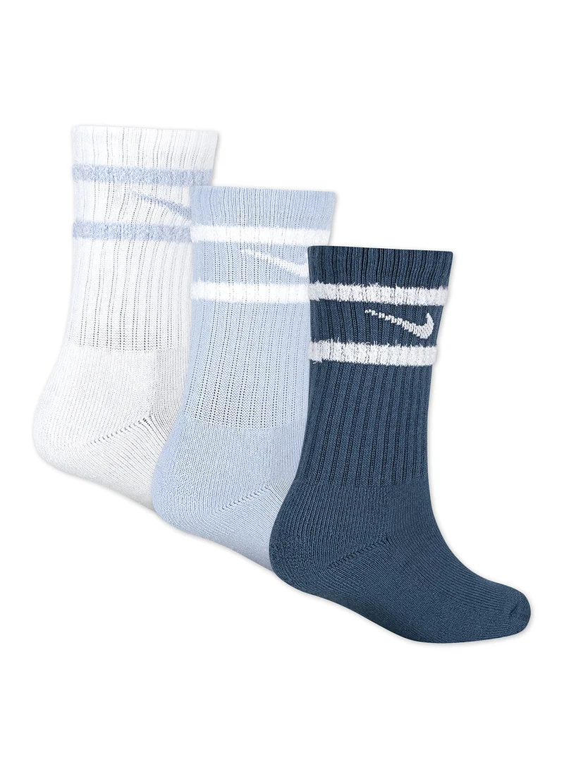 Nike Kids 3 Pack Feather Stripe Crew Socks