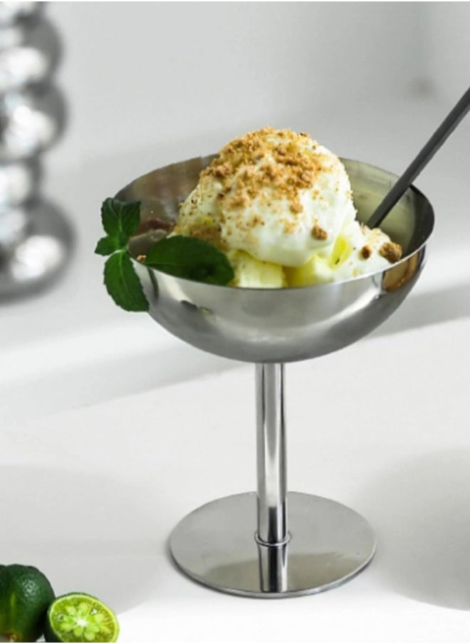 ShebSheb Stainless Steel Ice Cream Goblet,Ice Cream Bowl Ice Cream Cup for Salad Fruit Cereal Pudding 10x10x11 cm  - Image 1