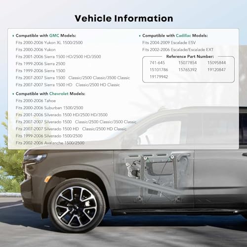 YHTAUTO Front Passenger Side Power Window Regulator with 2-Pin Motor Assembly Compatible with Chevy Silverado 1500 2500 3500, Tahoe & GMC Sierra, Yukon & Cadillac Escalade EXT ESV, 1999-2009 - Image 2