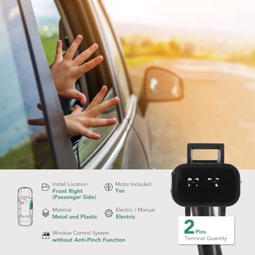 YHTAUTO Front Passenger Side Power Window Regulator with 2-Pin Motor Assembly Compatible with Chevy Silverado 1500 2500 3500, Tahoe & GMC Sierra, Yukon & Cadillac Escalade EXT ESV, 1999-2009 - Image 3