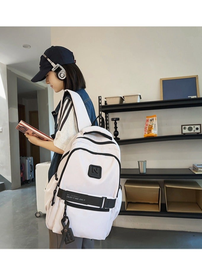 SKT Shiketro New Casual Water-Repellent Backpack White  - Image 4