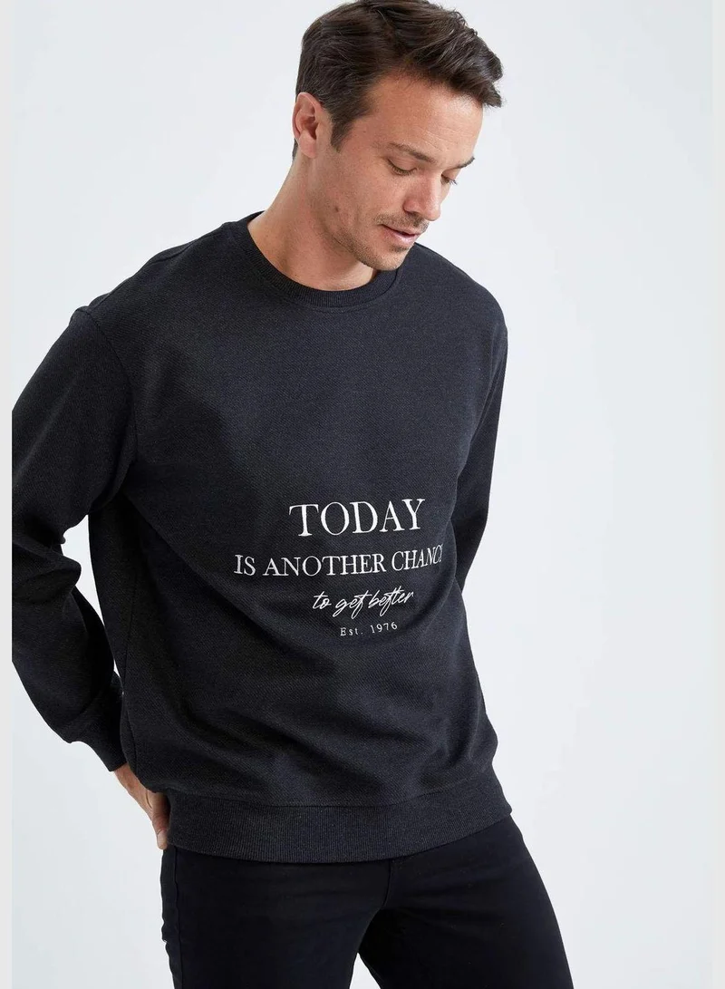 DeFacto Man Oversize Fit Crew Neck Long Sleeve Knitted Sweatshirt