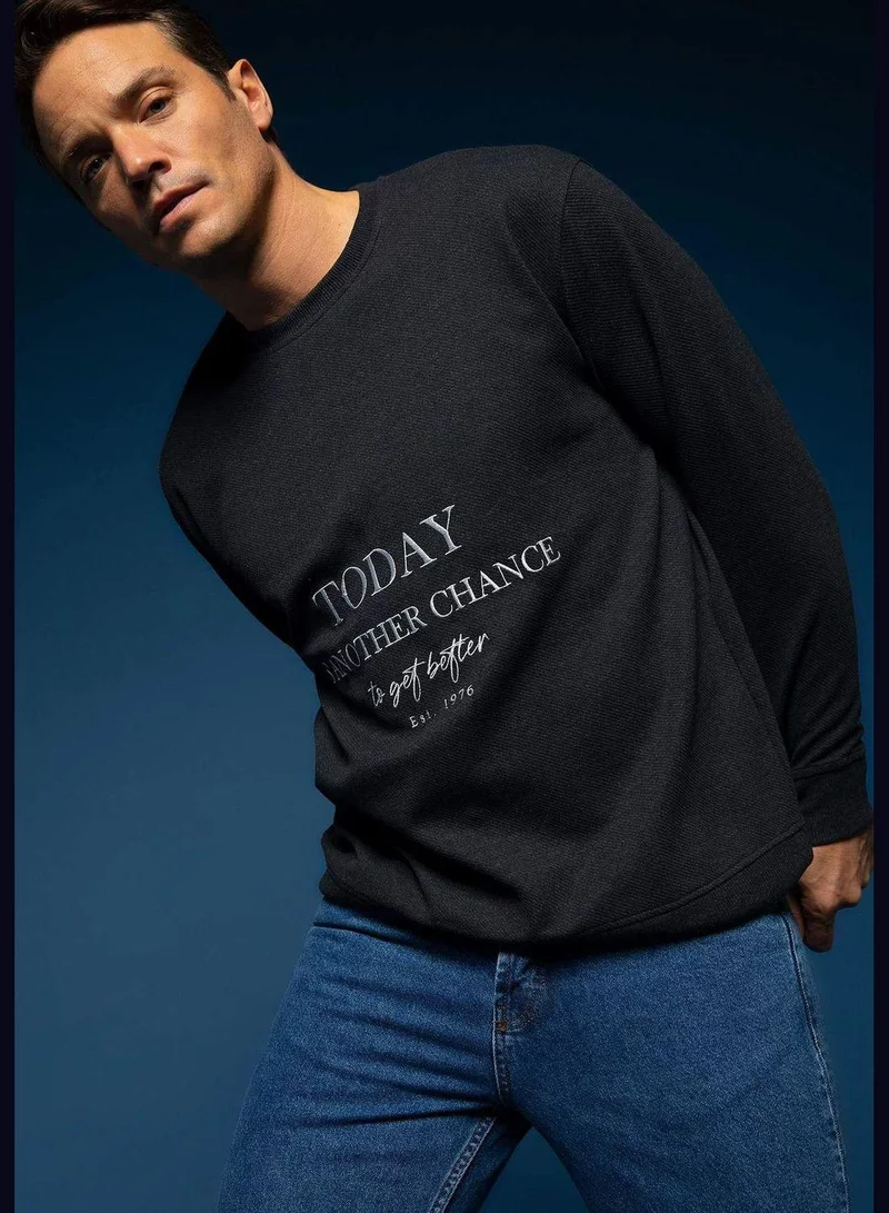 DeFacto Man Oversize Fit Crew Neck Long Sleeve Knitted Sweatshirt
