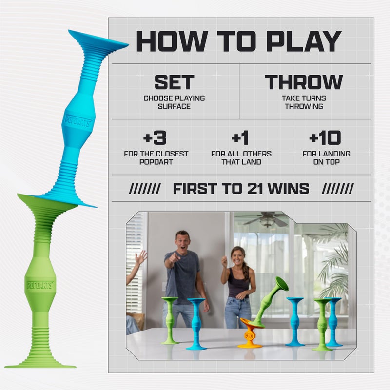 Popdarts باكدارتس برو باك (أزرق وأخضر) - لعبة رمي أكواب الشفط الداخلية والخارجية - منافسة مع صوت فرقعة - Image 4