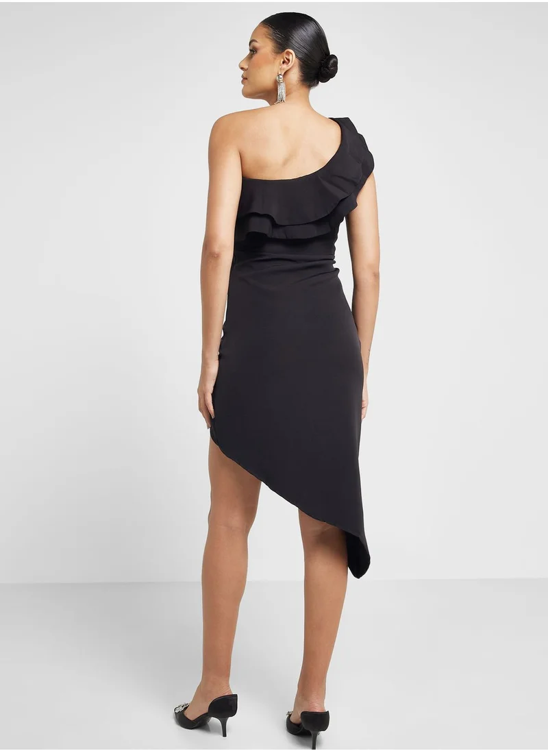 Ella Limited Edition One Shoulder Ruffle Asymmetrical Dress