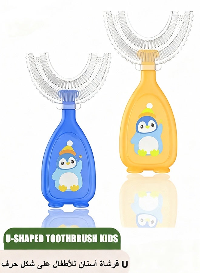 Happy D 2 Pieces U-Shaped Toothbrush Kids, Manual Whole Mouth for Age 2-6, 360° Oral Teeth Cleaning Design