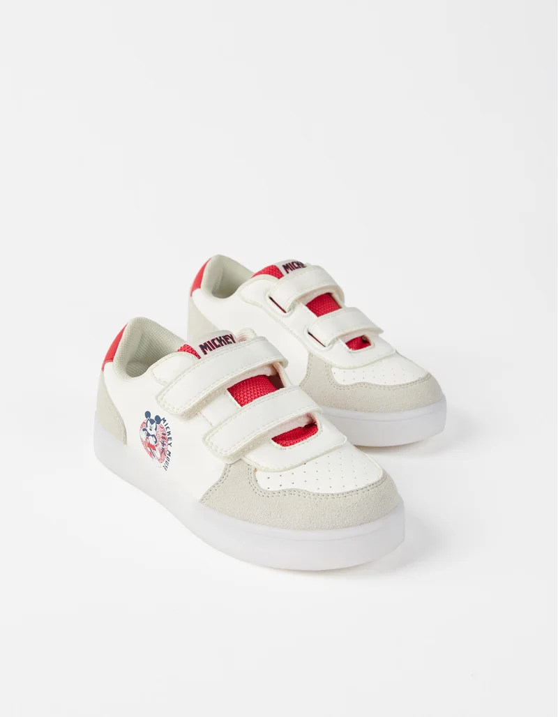 Zippy Light-Up Trainers for Boys 'Mickey', White/Red