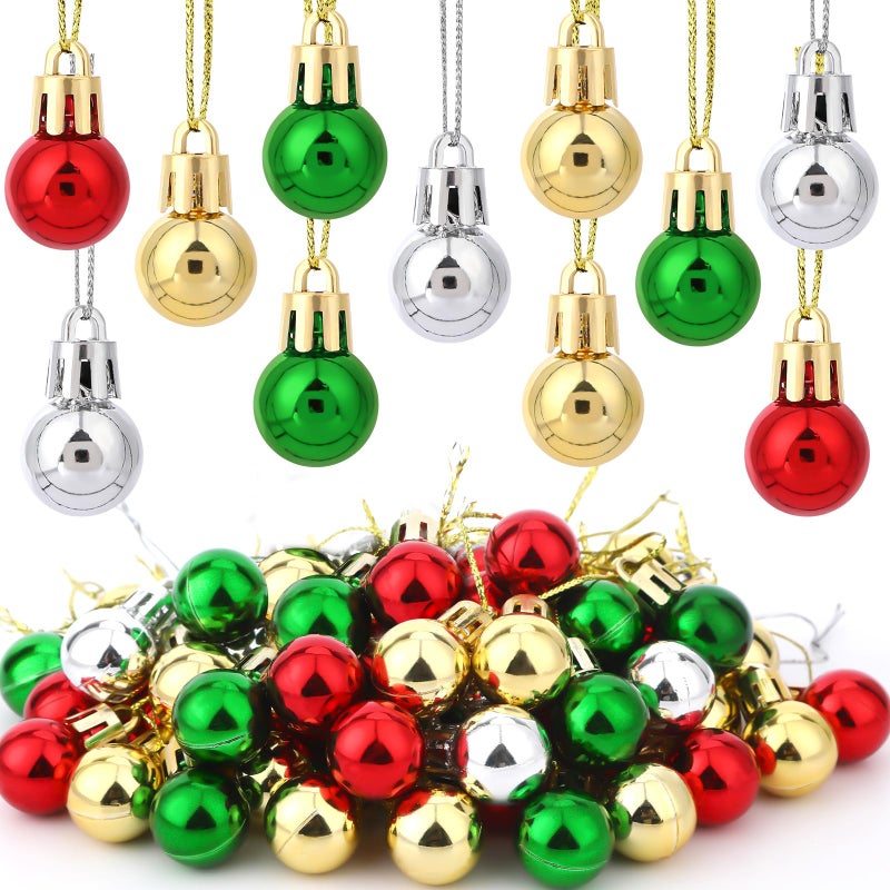 Jansun 60Pcs Christmas Mini Balls Ornaments Miniature Xmas Tree Hanging Decorations Small Vintage Glitter Balls For Holiday Party Outdoor Indoor Diy Craft Decor Supplies - Image 1