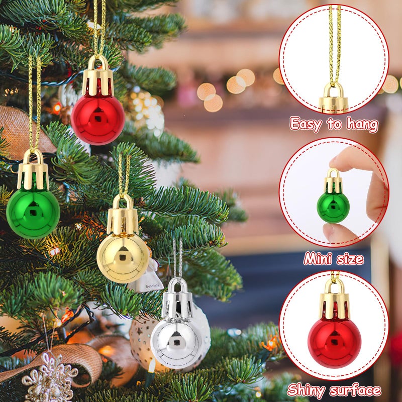 Jansun 60Pcs Christmas Mini Balls Ornaments Miniature Xmas Tree Hanging Decorations Small Vintage Glitter Balls For Holiday Party Outdoor Indoor Diy Craft Decor Supplies - Image 3
