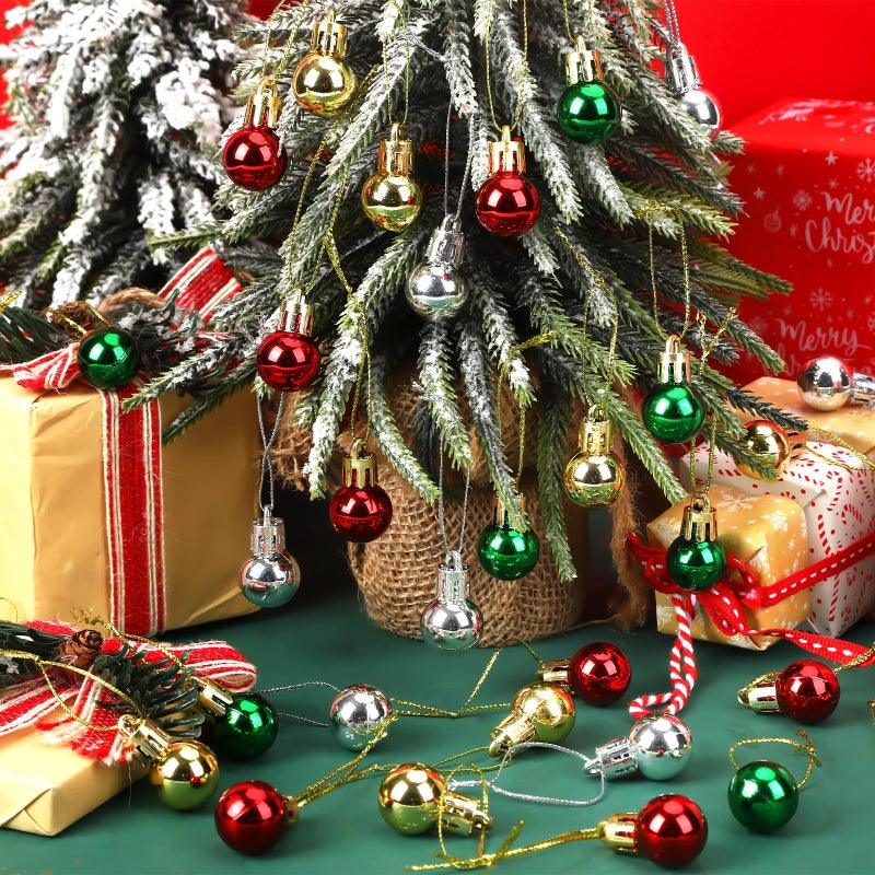 Jansun 60Pcs Christmas Mini Balls Ornaments Miniature Xmas Tree Hanging Decorations Small Vintage Glitter Balls For Holiday Party Outdoor Indoor Diy Craft Decor Supplies - Image 5