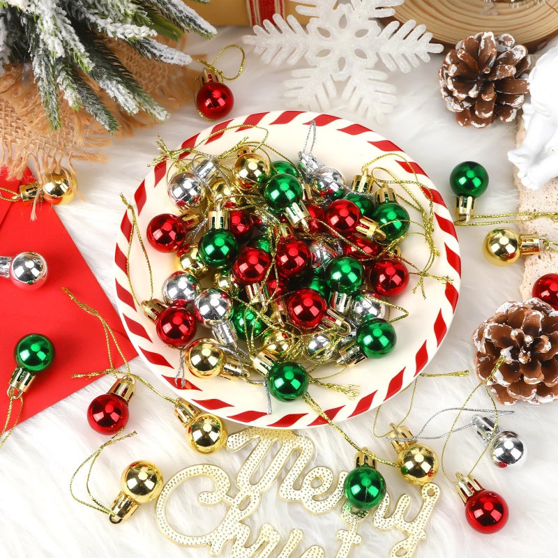 Jansun 60Pcs Christmas Mini Balls Ornaments Miniature Xmas Tree Hanging Decorations Small Vintage Glitter Balls For Holiday Party Outdoor Indoor Diy Craft Decor Supplies - Image 4
