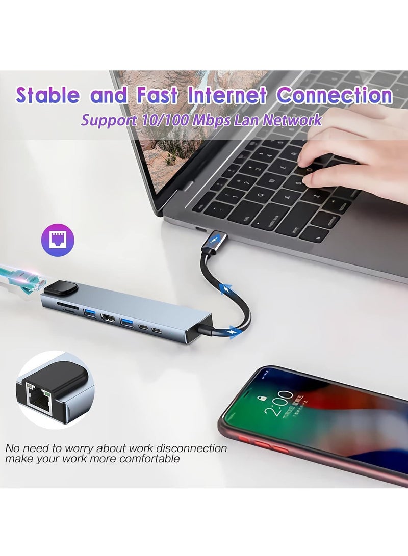 TIGER USB C Hub 8-in-1 Docking Station – 4K HDMI, 100W PD Charging, USB 3.0, Ethernet, SD/TF Card Reader – Multiport Adapter for MacBook, Laptop, Chromebook – High-Speed Data Transfer, Plug & Play, Compact, Versatile Connectivity - Image 4