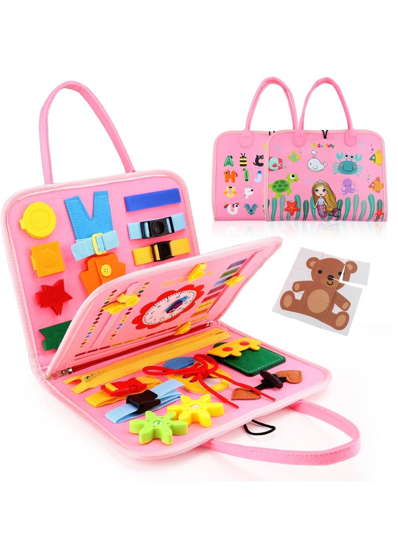 MIXDE Busy Board Montessori Toy For 1-4 Year Old Toddlers - Educational Activity Developing Sensory Board For Fine Basic Dress Motor Skills - Travel Toys For Plane Car, Gift For Boys Girls  - Image 1