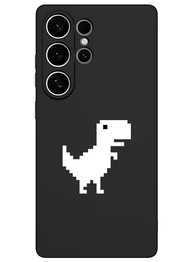 Theodor Protective Slim Fit Case Liquid Silicone Cover with Full Body Protection Anti-Scratch Shockproof Case For Samsung Galaxy S25 Ultra (Black) - Offline Dino - White - Image 1