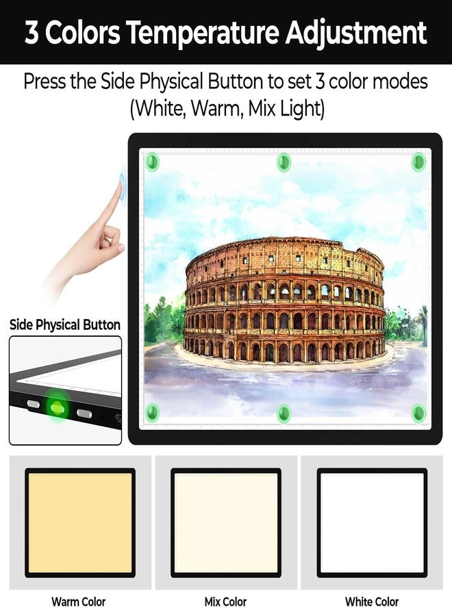 Zocelight لوحة إضاءة A2 (25.2 بوصة × 18.4 بوصة)، صندوق إضاءة مغناطيسي كبير ساطع للتتبع، 6 مستويات للتعتيم/3 ألوان، أزرار فعلية، لوحة إضاءة للرسم الماسي، طاولة إضاءة للرسم والتخطيط. - Image 5