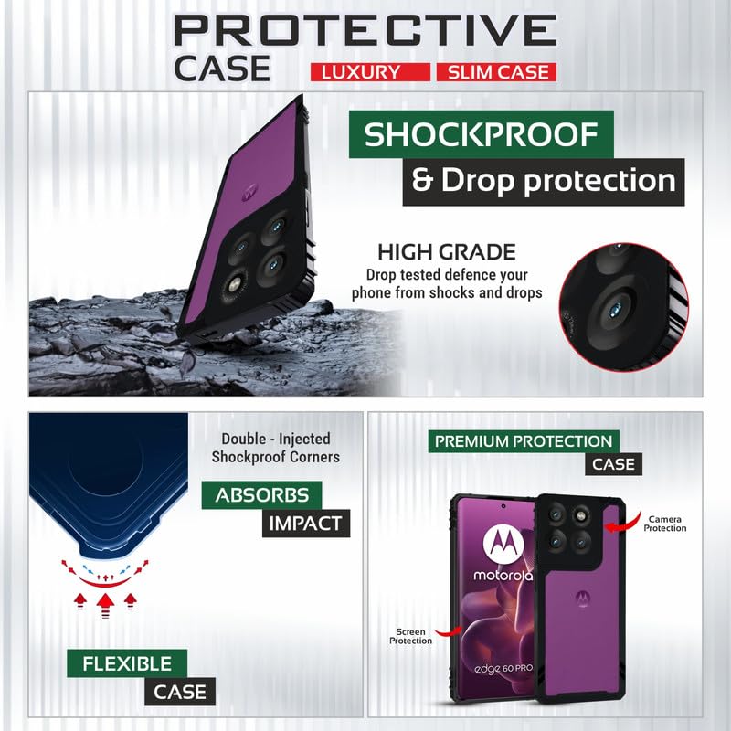 AIBEX Crystal Clear Back Cover Case for Motorola Edge 60 Pro 5G | Transparent Shockproof Bumper Case | Non-Yellowing 360° Protection (PC & TPU) - Image 3