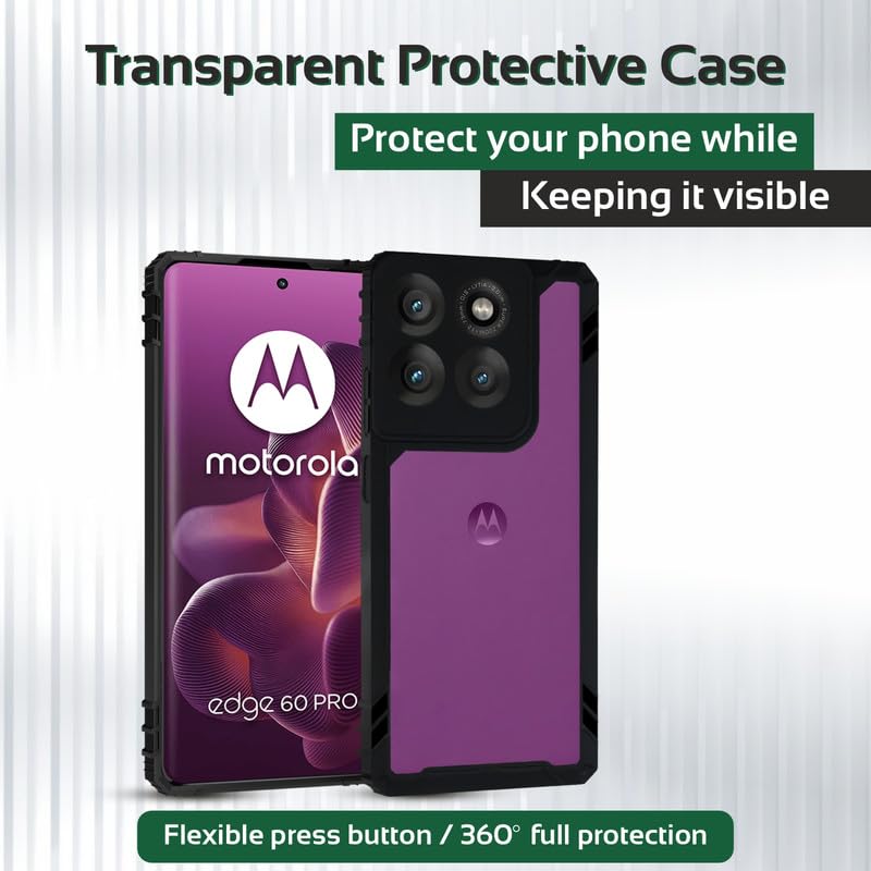 AIBEX Crystal Clear Back Cover Case for Motorola Edge 60 Pro 5G | Transparent Shockproof Bumper Case | Non-Yellowing 360° Protection (PC & TPU) - Image 4
