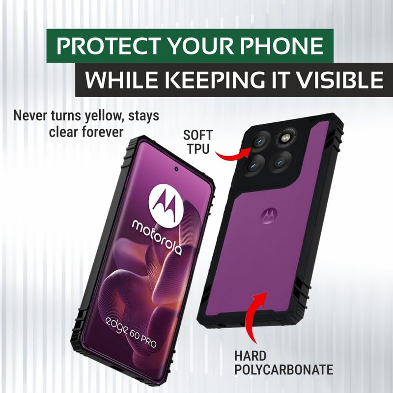 AIBEX Crystal Clear Back Cover Case for Motorola Edge 60 Pro 5G | Transparent Shockproof Bumper Case | Non-Yellowing 360° Protection (PC & TPU) - Image 5