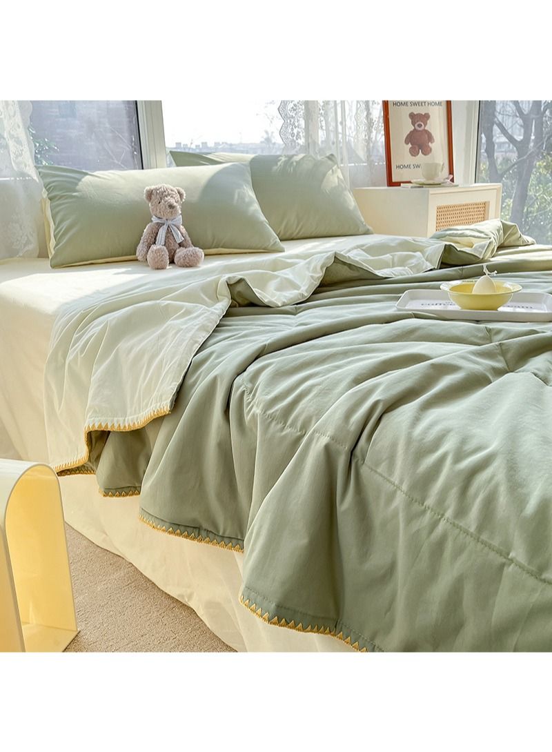 Sharpdo طقم لحاف مكيف هواء صيفي من القطن مكون من 4 قطع، قسم رفيع لجميع المواسم