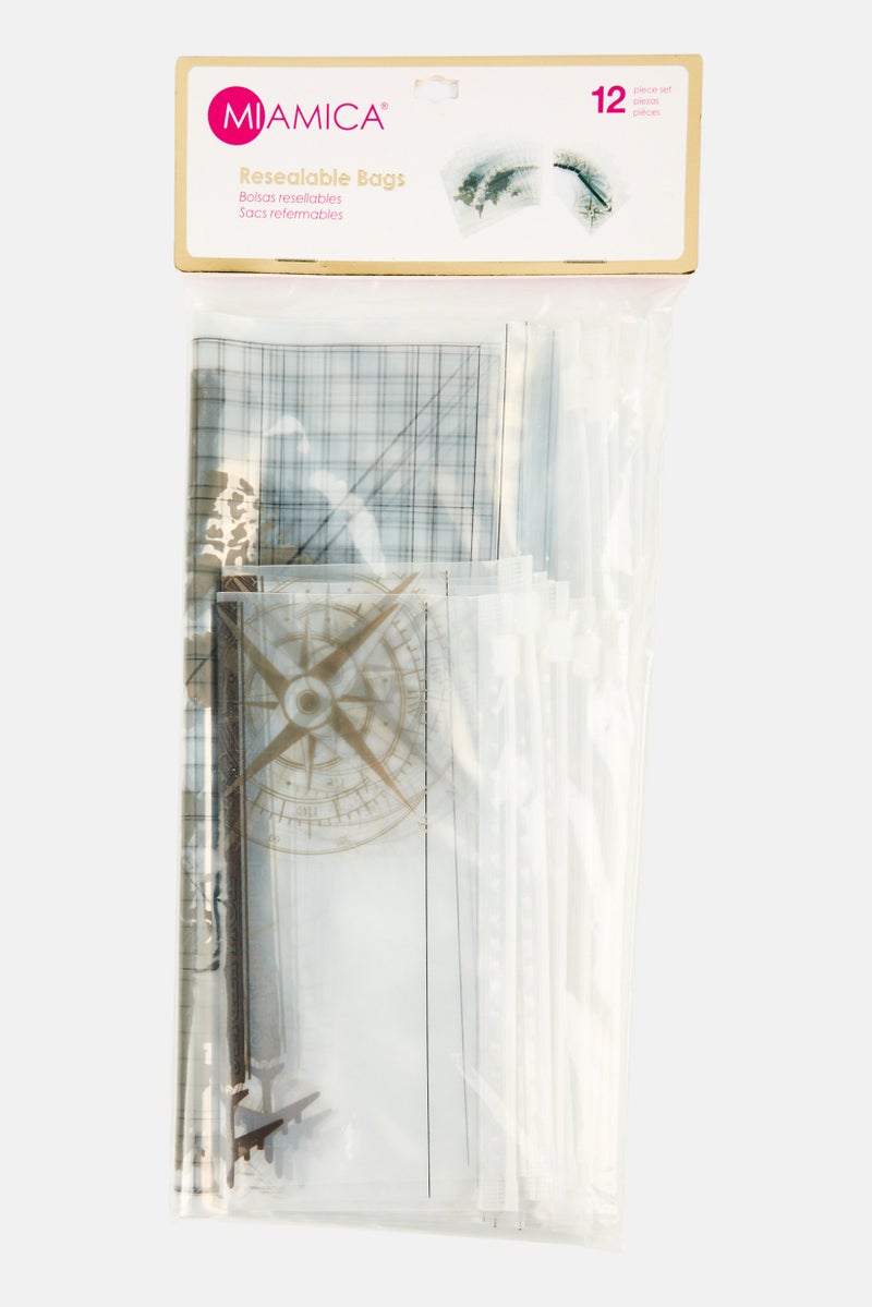 Miamica 12 Piece Resealable Bag, White - Image 1