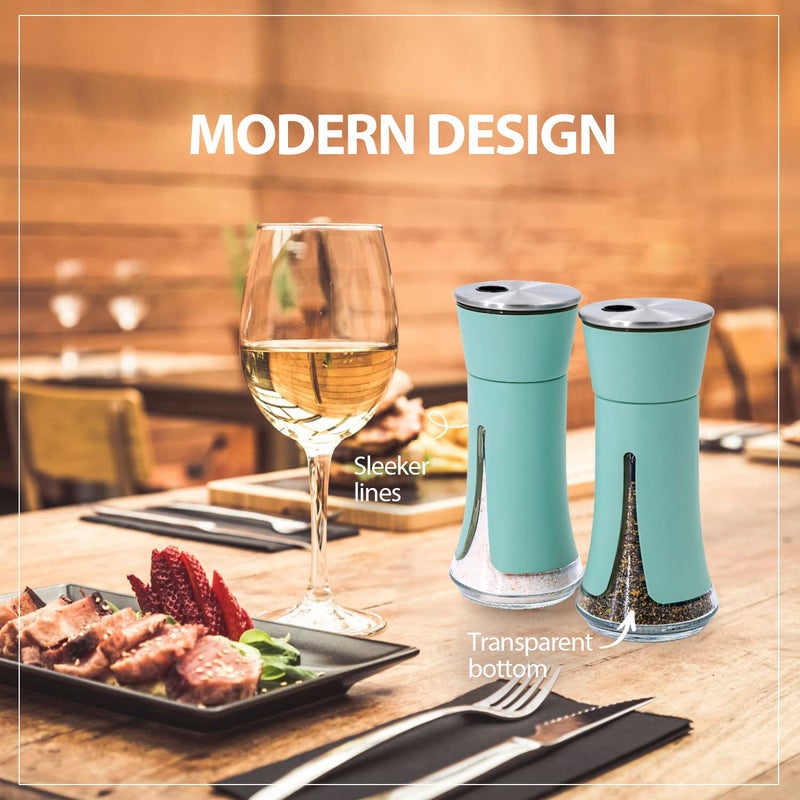 Aelga Teal Salt and Pepper Shakers by Aelga, Salt Shaker with Adjustable Pour Holes, Teal Kitchen Accessories, Decor for Kitchen,Restaurants,Camp,BBQ - Image 5