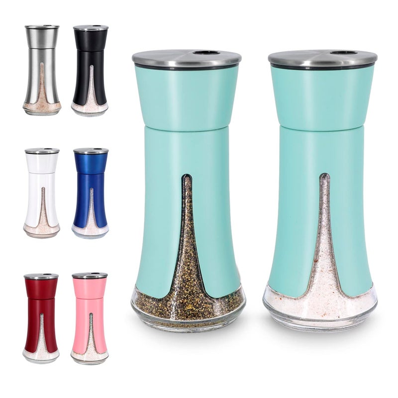 Aelga Teal Salt and Pepper Shakers by Aelga, Salt Shaker with Adjustable Pour Holes, Teal Kitchen Accessories, Decor for Kitchen,Restaurants,Camp,BBQ - Image 1