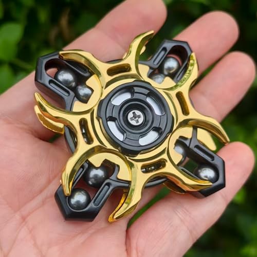 T-Conceal TConceal EDC Fidget Sliders Tuning Fork Fingertip Gyroscope Stress Relief Toys for Adults Enhance Concentration and Relaxation Long Spin Time Magnetic Metal Toys Black Yellow - Image 5