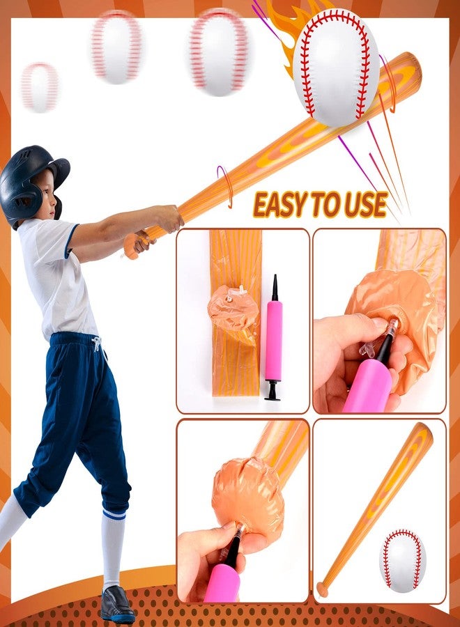 ZHBDMGK Inflatable Baseball Bat and Ball for Kids, 6Pcs Jumbo Baseball Beach Ball Set Including 4Pcs 40 Inch Baseball Bat Inflates and 2Pcs Beach Ball Baseball for Baseball Party Sports Game - Image 3