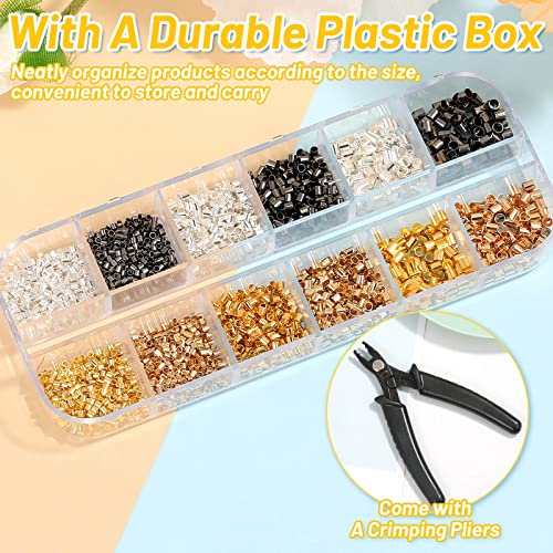 Thrilez Crimping Beads for Jewelry Making, 2200 Pieces Crimp Tubes with Crimping Pliers for Earring Necklace Bracelet DIY Jewelry Making(3 Sizes, 4 Colors) - Image 4