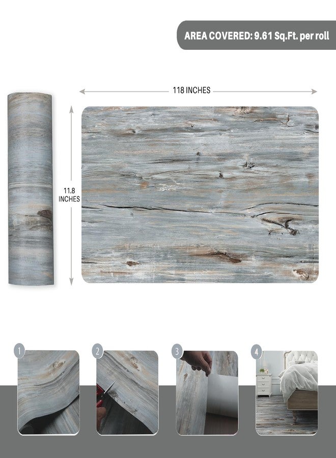auxua Wood Grain Peel and Stick Floor Tiles - 11.8” Width, Full Roll Length of 118" - Versatile Design for Any Space, Sunwashed Blue Self Adhesive Vinyl Flooring, Waterproof and Non-Slip Features - Image 3