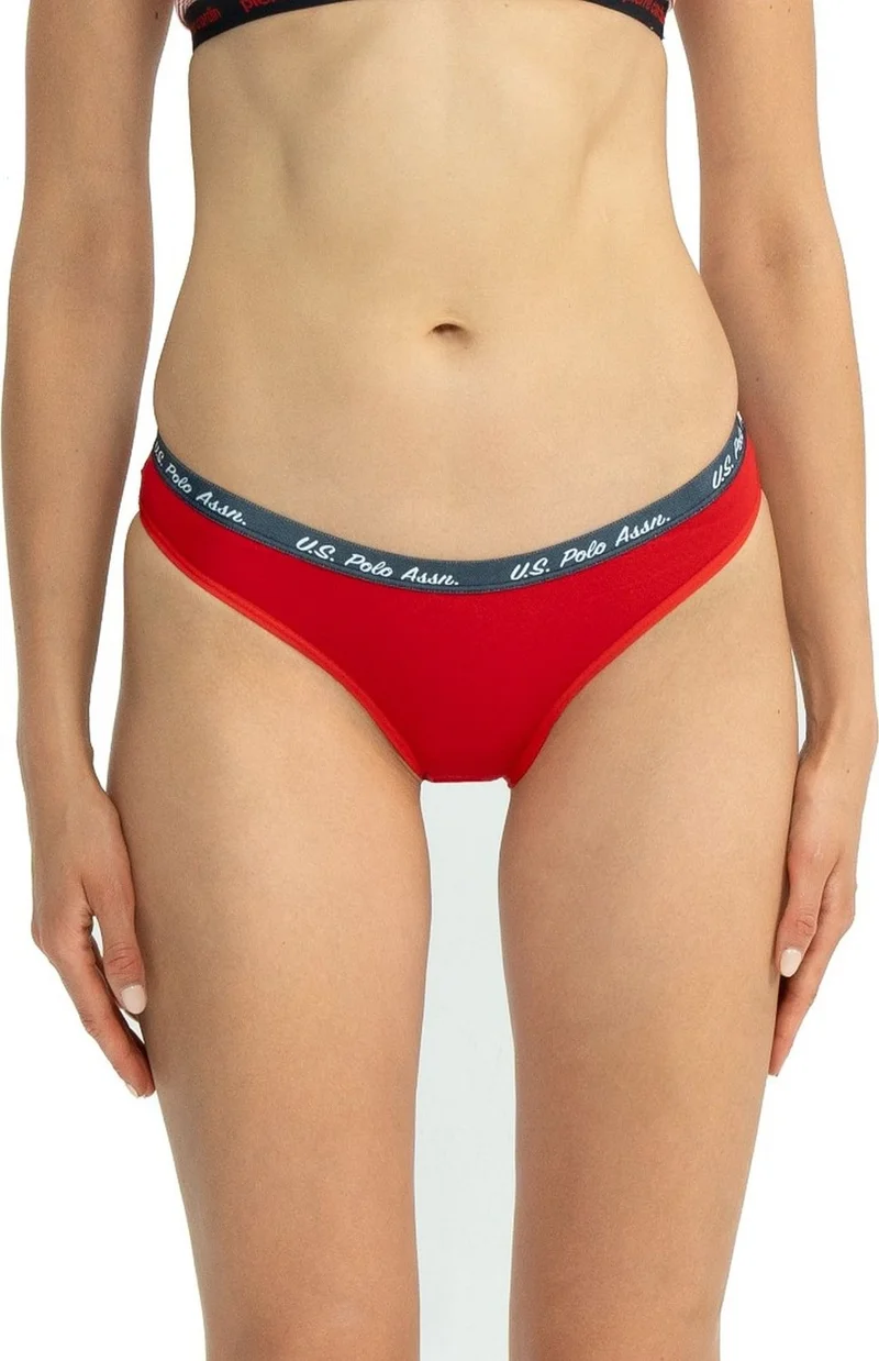 U.S. Polo Assn. 66428 Women's Mixed Pattern Cotton 3-Pack Briefs-Navy Blue