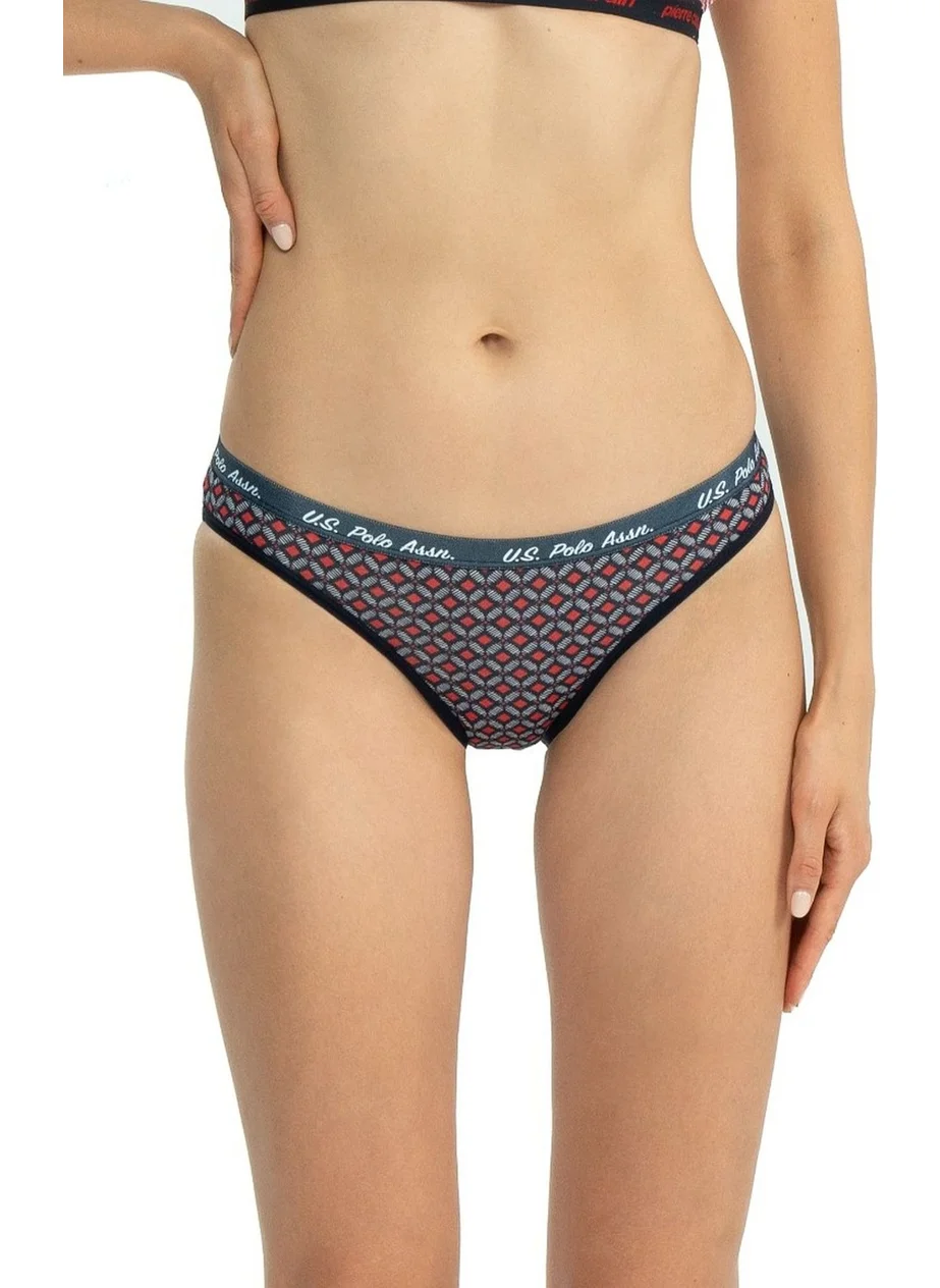 U.S. Polo Assn. 66428 Women's Mixed Pattern Cotton 3-Pack Briefs-Navy Blue