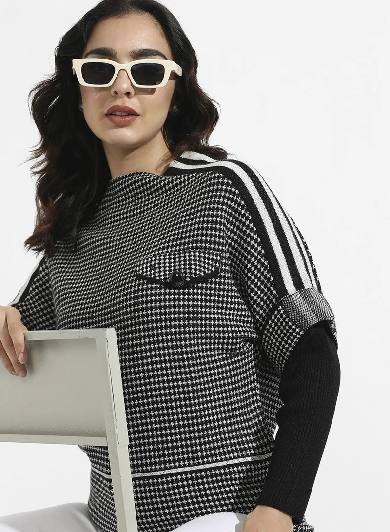Campus Sutra Women's Black Raglan Sleeve Textured Pullover Sweater For Casual Wear | Mock Neck  | Long Sleeve | Pull On Closure | Acrylic Sweater Crafted With Comfort Fit For Everyday Wear