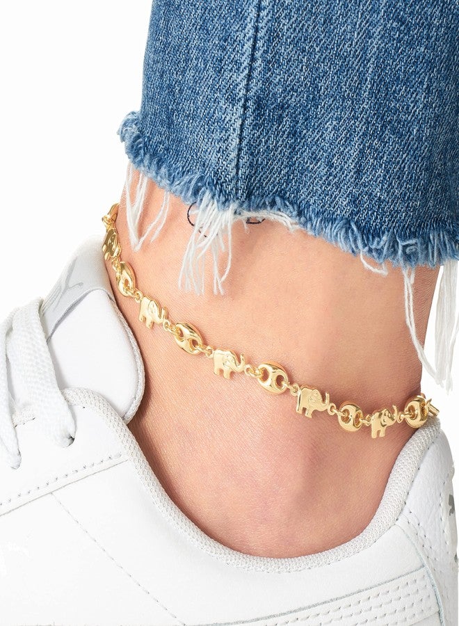 Barzel 18K Gold Plated Elephant Anklet For Women - Made In Brazil (Mariner Elephant) - Image 2