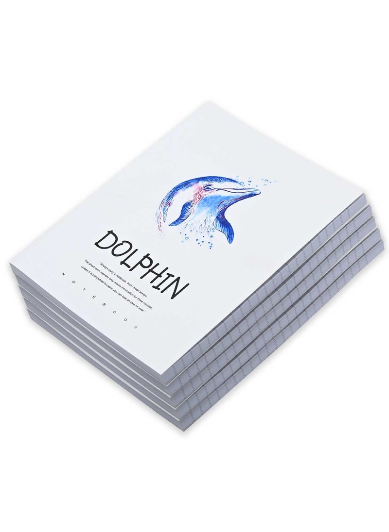 FIS - FIS Pack Of 5 Soft Cover Notebook, 96 Sheets A5 Dolphin Design 1 -FSNBSCA596-DOL1 - Image 1