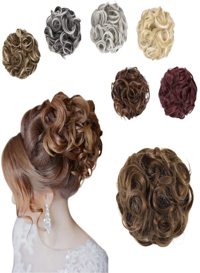 إيلين وصلات شعر إيلين الكبيرة الفوضوية على شكل كعكة شعر مجعدة للنساء، ربطات شعر صناعية مموجة كبيرة، تسريحة ذيل حصان سميكة مرفوعة (بني كستنائي رقم 96) - Image 1