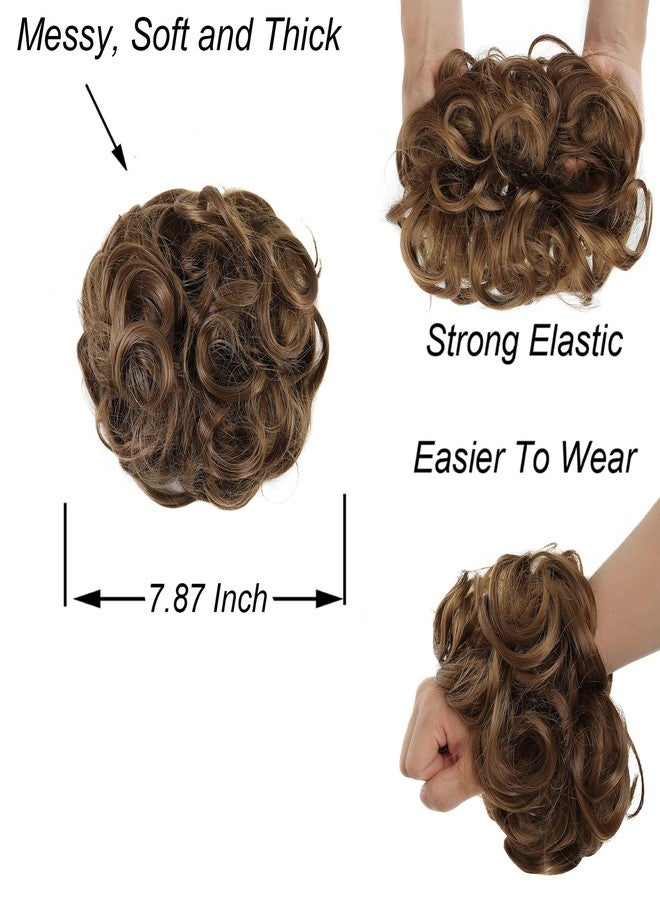 إيلين وصلات شعر إيلين الكبيرة الفوضوية على شكل كعكة شعر مجعدة للنساء، ربطات شعر صناعية مموجة كبيرة، تسريحة ذيل حصان سميكة مرفوعة (بني كستنائي رقم 96) - Image 4