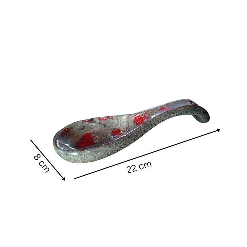 Malaikah Ceramic Spoon Rest Red HandPainted Ideal for Kitchen Tableware Cutlery Rest Pack of 1 - Image 2