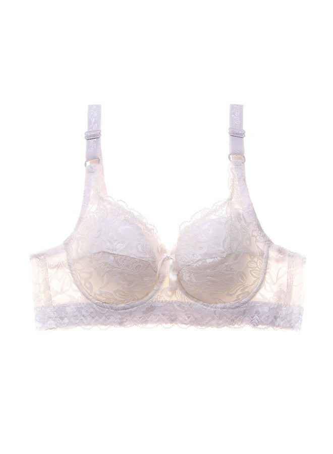Lace Trimmed Push Up Underwire Bra Plus Size Adjustable Side Slimming Design Underwear Thin Cotton Cups Breathable Mesh Bra  - Image 1