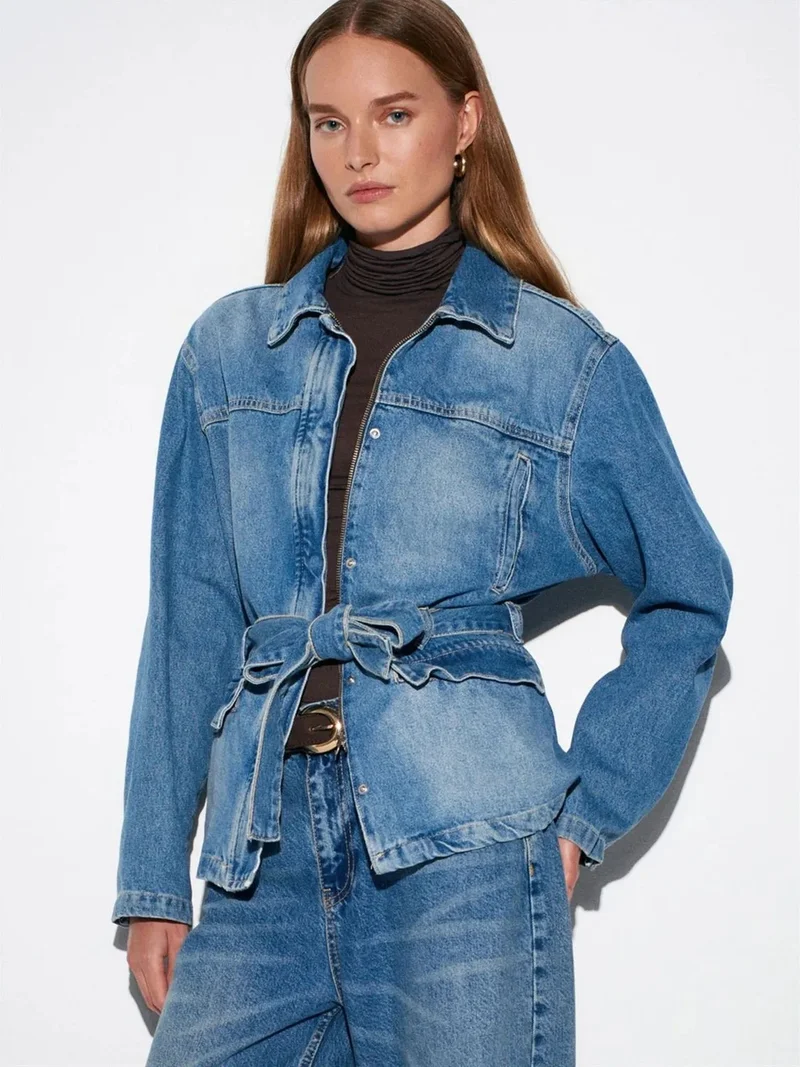 ديلفين Dilvin Women’s Belted Denim Jacket