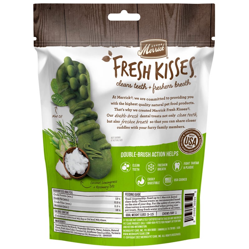 Merrick Fresh Kisses Natural Dental Chews Infused With Coconut And Botanical Oils For Tiny Dogs 5-15 Lbs - 33 ct. Bag - Image 5