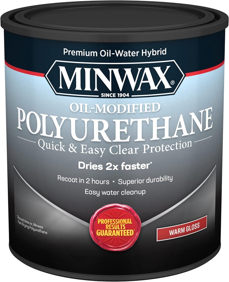 Minwax زيت مائي معدل بولي يوريثان، لمعة دافئة، شفاف، 1 لتر - Image 1