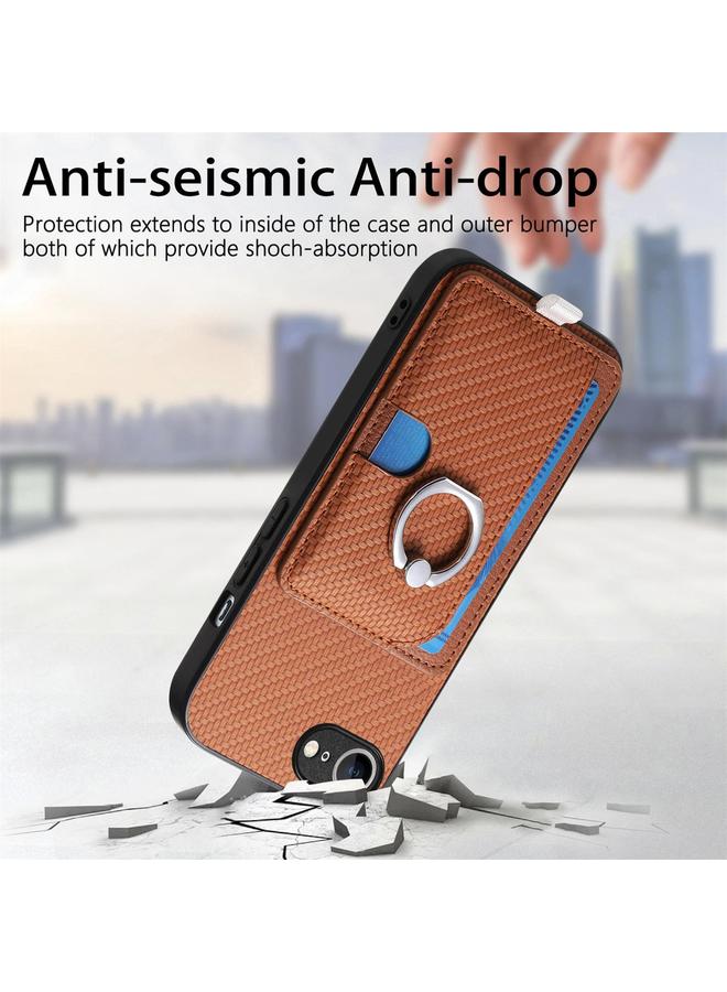 S-TOP Case For iPhone 6 / 6s Carbon Fiber Ring Side Insert Card Bag MagSafe Phone Case - Image 5
