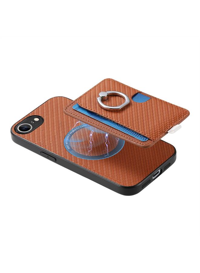 S-TOP Case For iPhone 6 / 6s Carbon Fiber Ring Side Insert Card Bag MagSafe Phone Case - Image 4