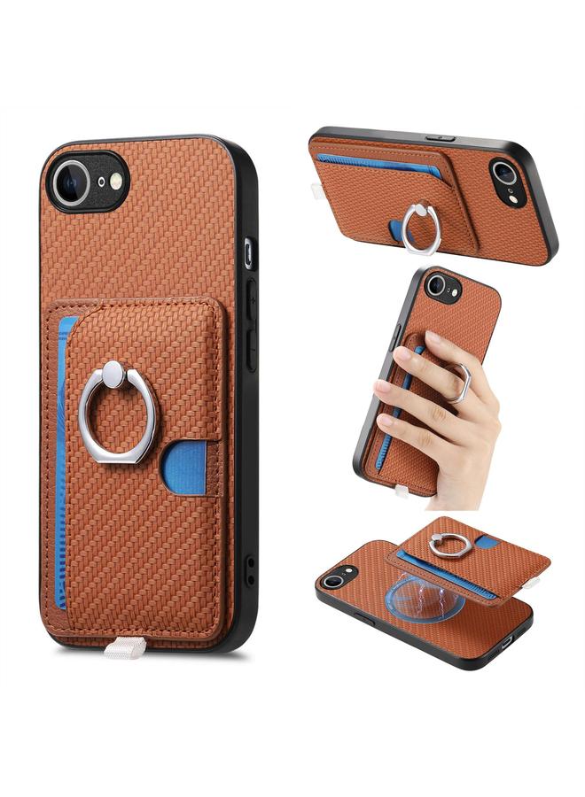 S-TOP Case For iPhone 6 / 6s Carbon Fiber Ring Side Insert Card Bag MagSafe Phone Case - Image 1