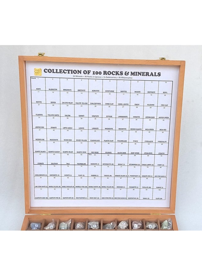 Rocksmins Collection of 100 Rocks & Minerals for Education in Wooden Box Rare & Commen 100 Specimens - Image 4